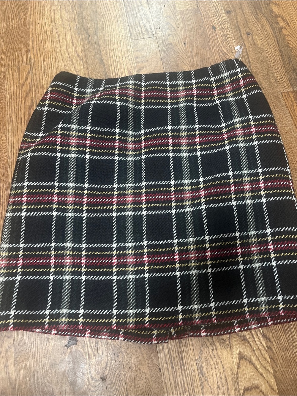 Talbots Black Multi Classic Plaid Wool Blend Pencil Skirt Plus Womens 14 Petite